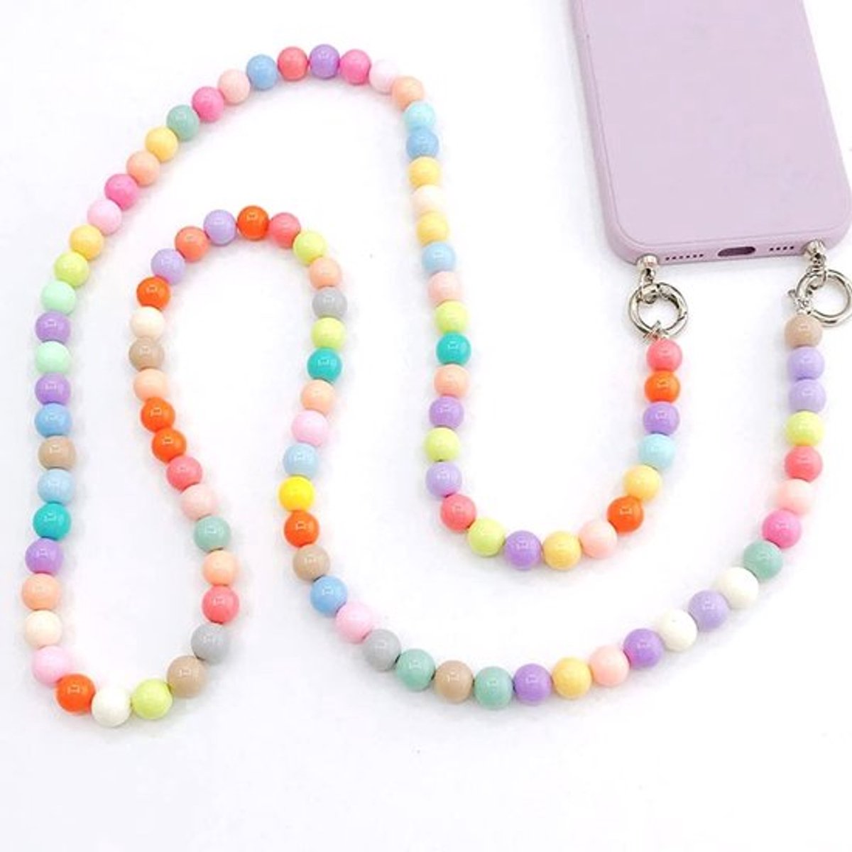- Mobiele Telefoon Keten - Kleurrijke Acryl Kralen - Retro Stijl - Mobiele Telefoon Cord - Handige Lanyard - Geschikt voor Smartphone - Kle...