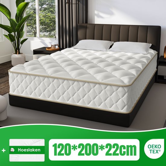 Aiidoits Matras 120x200 - matras 22cm dik - 7 zones - pocketvering matras - Orthopedisch - OEKO-TEX Gecertificeerd - 9 Lagen Hoogwaardige Materialen - Anti-Allergische - Tweepersoonsmatrassen - medium - Voor Kinderen en Volwassenen