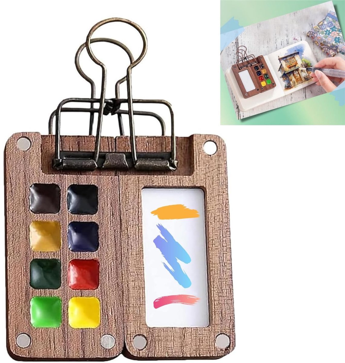 Dailygoods - Mini Aquarelpalet met 8 Rasters voor Kunstenaars
