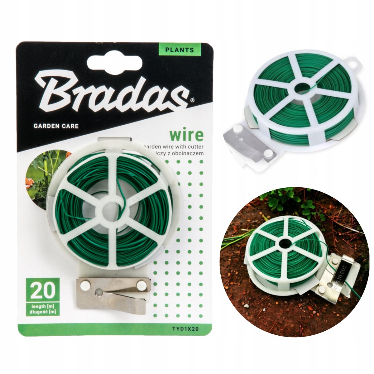 Tuinbinddraad met Cutter, 50m, Groen