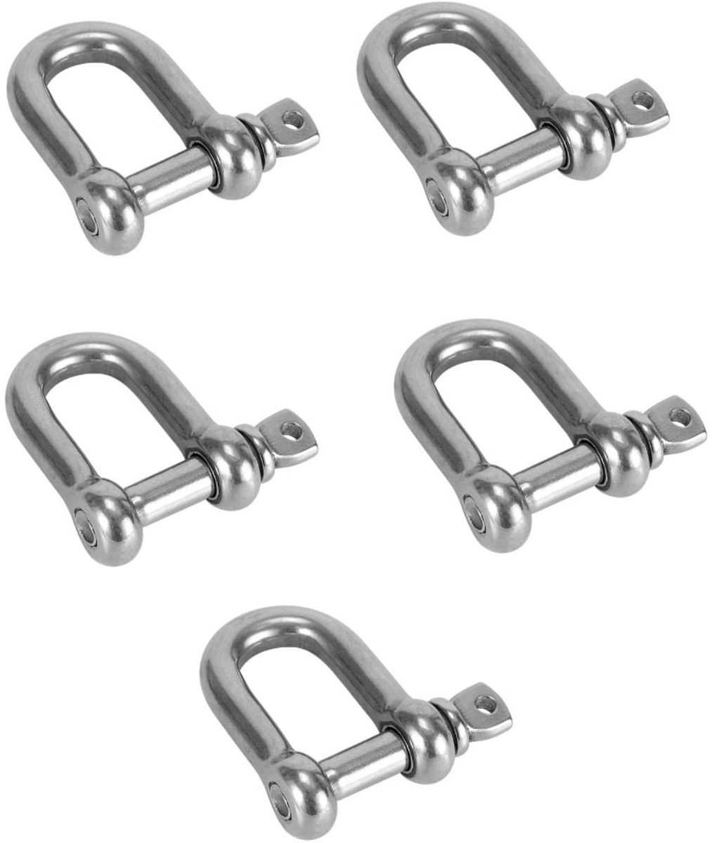 Dailygoods - RVS D-vormige Schroefhaken - 5 stuks voor camping - Ideaal voor bevestigen van tenten en zeilen - Stevig en duurzaam - Perfect voor outdo...