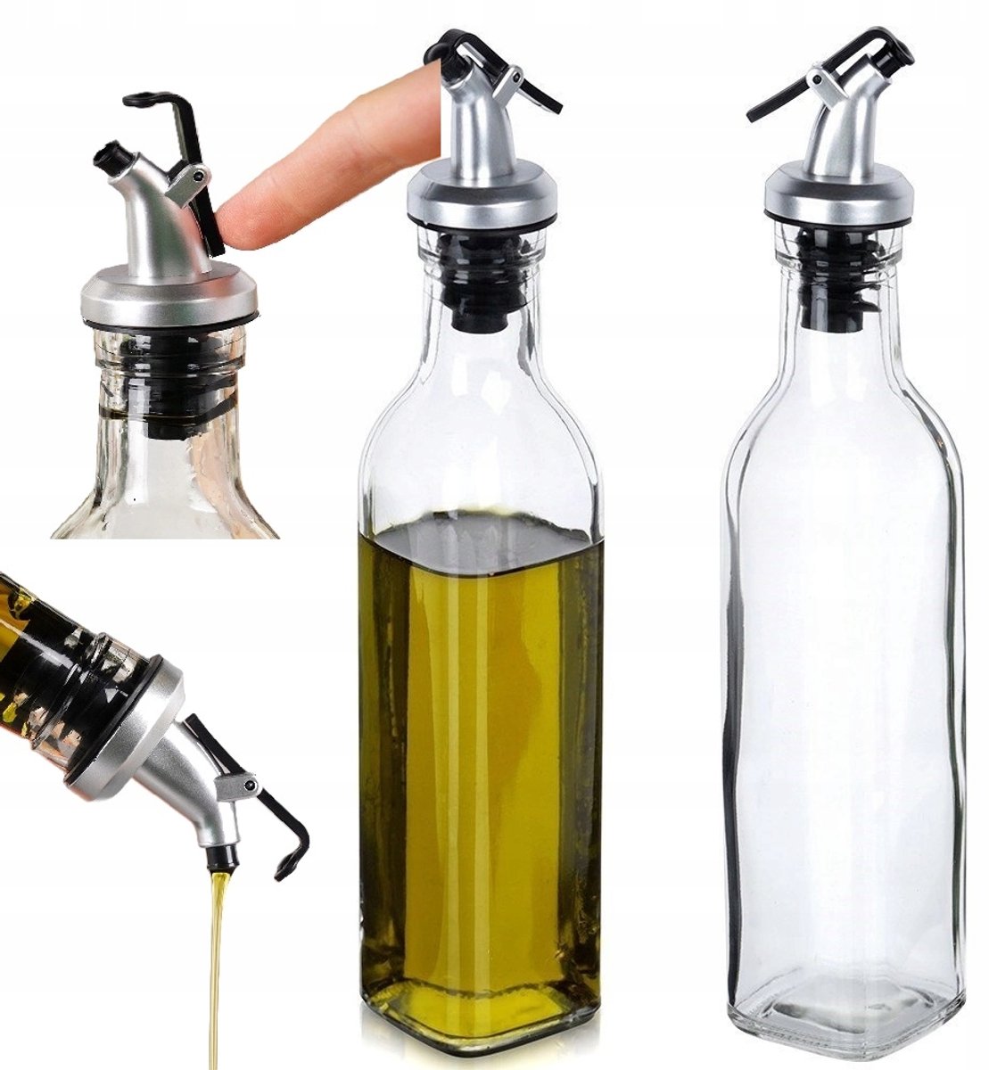 Glazen Olie & Azijn Fles met Doseerder 250ml - Praktisch & Stijlvol