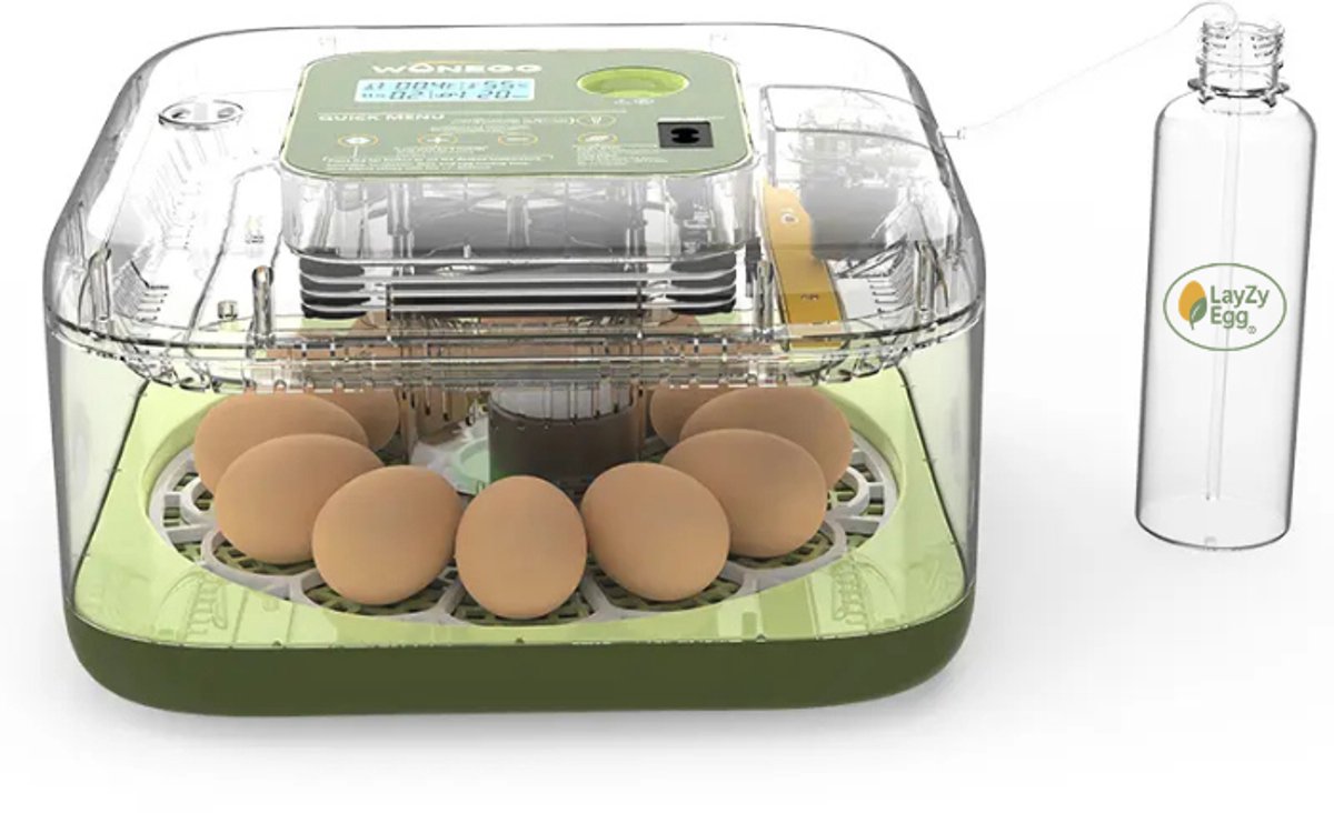 LayZyEgg® Smart 12 Broedmachine Volautomatisch – Incubator voor 12 Eieren – Automatisch Keren – Instelbare Luchtvochtigheid – Digitaal Display – Voor Kippen-, Kwartel-, Eenden- en Duiveneieren