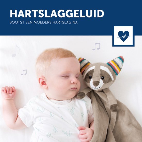 Zazu Robin de Wasbeer - Heartbeat & White Noise Knuffeldoekje - Beige - 35 cm van ZAZU. — afbeelding 5
