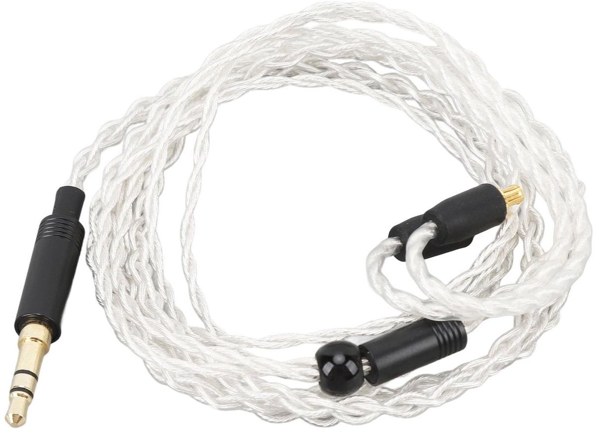 Dailygoods- Audio-upgradekabel 1,2 M - Klitvrije Kabel - 3,5 Mm Verzilverd Koper - Plug en Play - Compatibel met Hoofdtelefoons - Voorgevormde Oorhaakjes - Hoofdtelefoonkabel