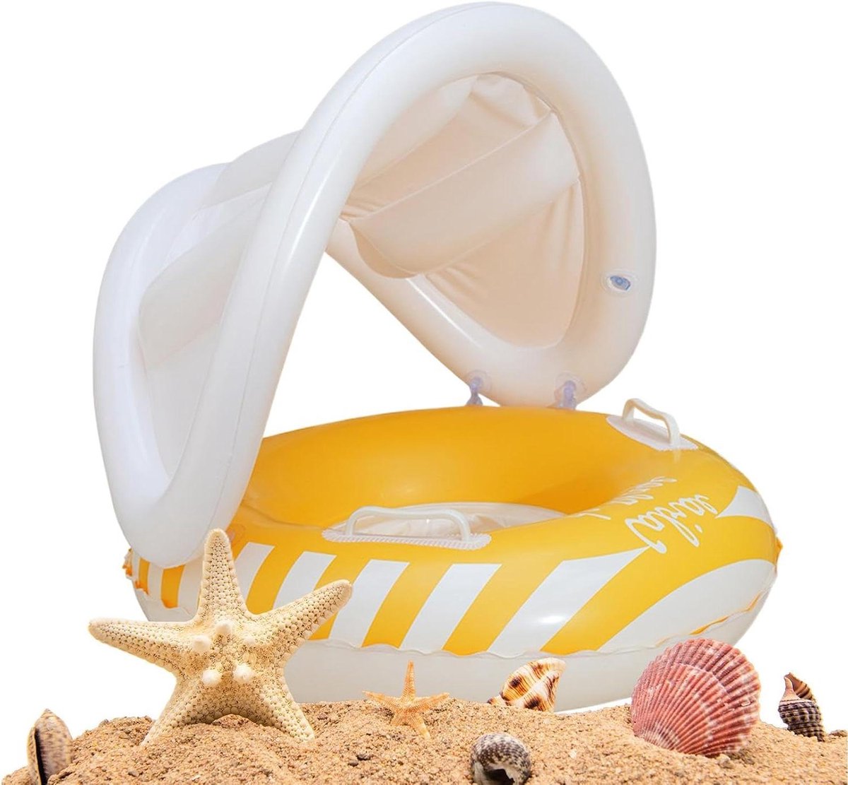 Kinderzwemband Zitje - Opblaasbare Zwemring - Veilig Spelen - Met Zonnekap - 55x52 cm - Geel