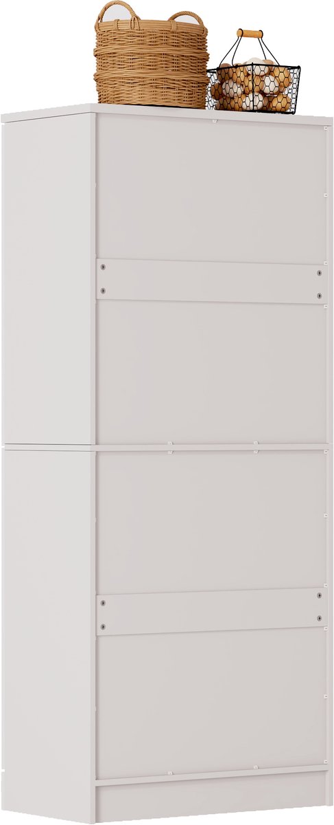 OKWISH Keukenkast Voorraadkast – 76 x 42 x 180 cm – 4 Deuren – Verstelbare Planken – Voor Keuken En Eethoek – MDF Wit Naturel — cadeau in Cadeau-ideeën - foto 7