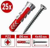 Fischer & Tornitrex pluggen en kruiskop schroeven set 6mm duopower | 25 sets