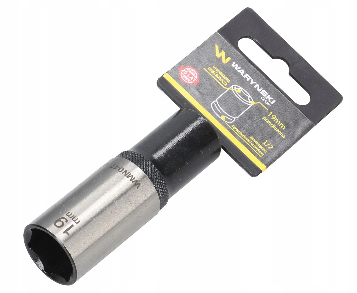 Dopsleutel 1/2" 19 mm lang, 6-punts, CrV, Waryński