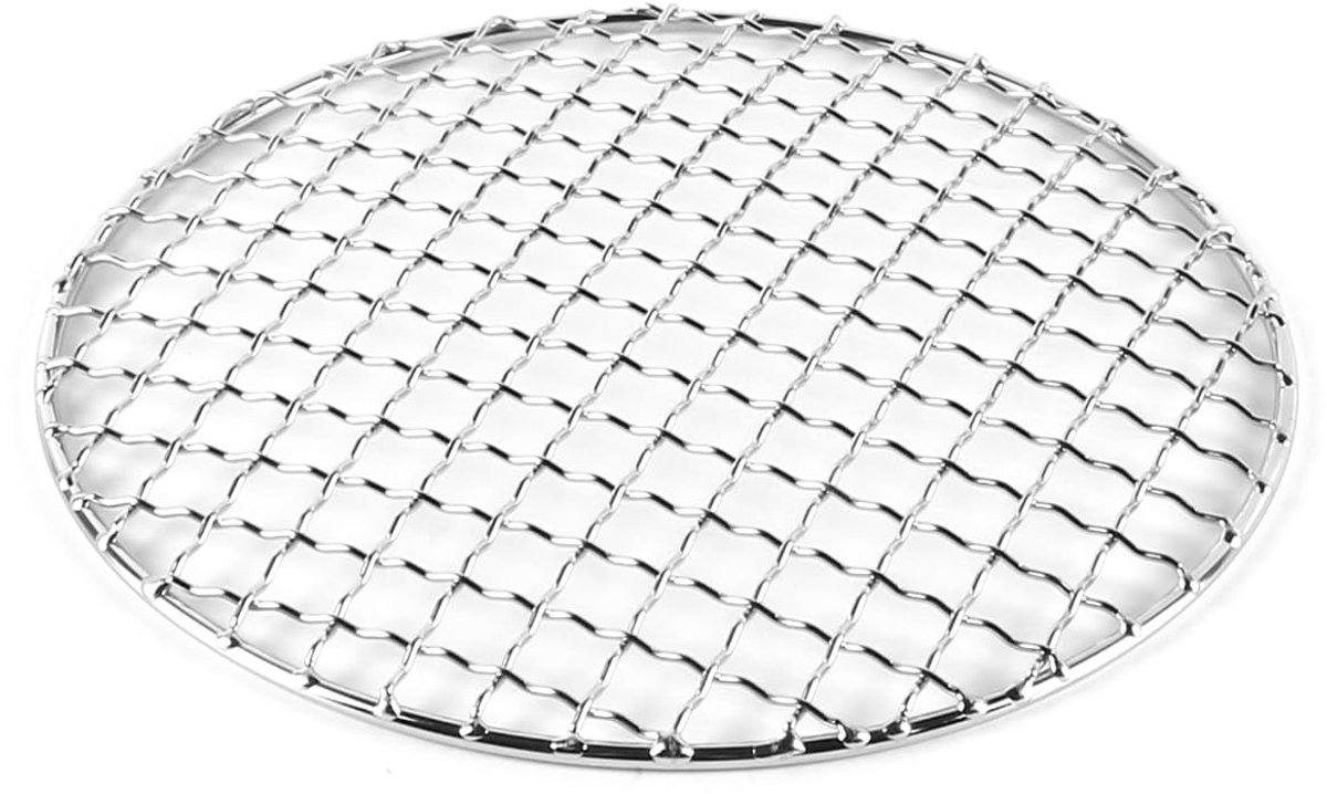 Dailygoods- Barbecue Net Antiaanbaklaag - Ronde BBQ Grill - Roestvrij Staal 304 - Diameter 20 cm - Grill Accessoires - Gelijkmatig Gaten voor Olie - Grillrooster