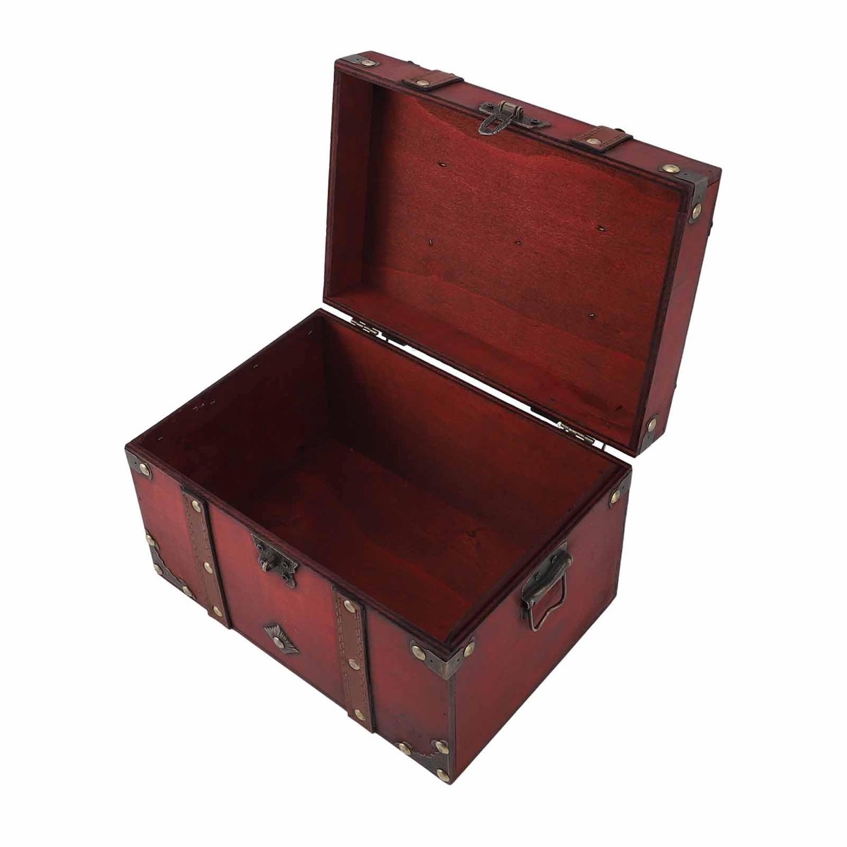 Dailygoods - Vintage Houten Opbergdoos met Slot - Antieke Decoratieve Sieradenbox - Ruime Bewaarcontainer
