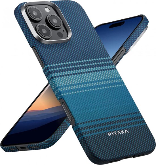 PITAKA MagEZ 6 Hoesje Geschikt voor Apple iPhone 16 Pro - Compatibel met MagSafe - Back Cover 600D Aramidevezels - Ultra Dun - Moonrise
