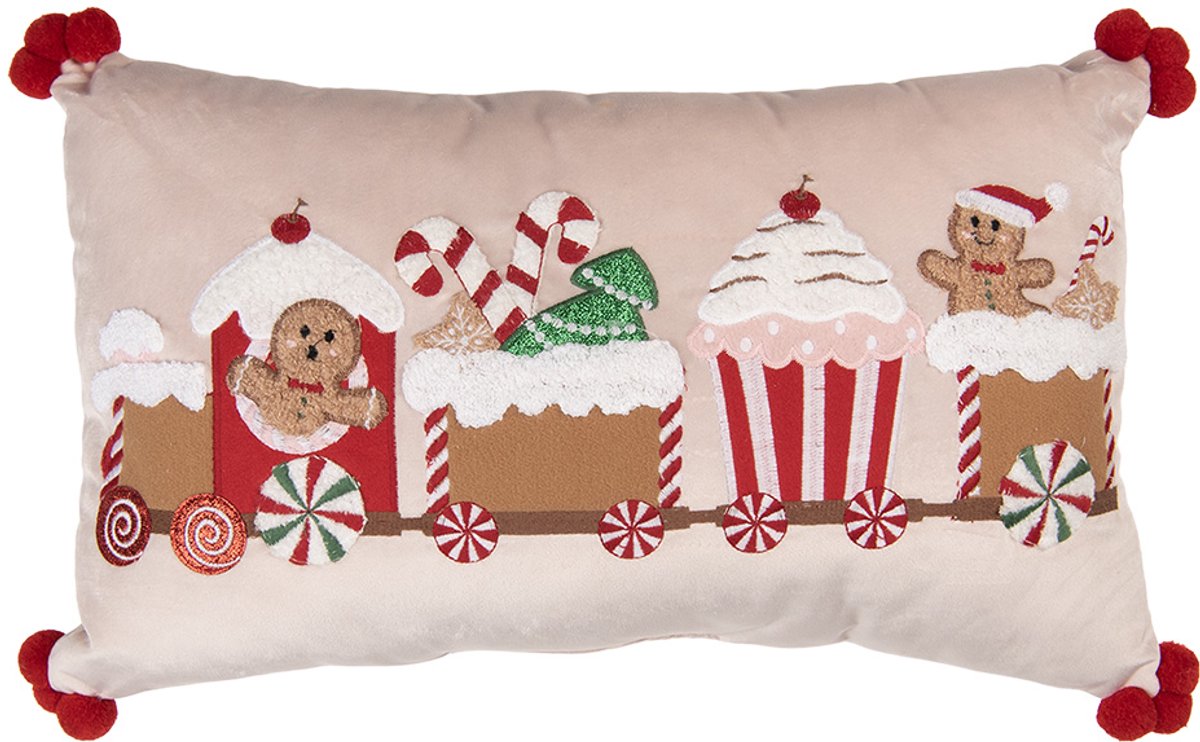 Clayre & Eef Sierkussen 50x30x4 cm Beige Polyester Kerstboom