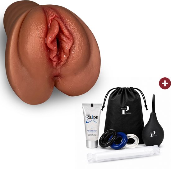 Pillow Pleasure Sabrina® - Masturbator - Pocket Pussy - Sex toys voor mannen - 2 in 1- Realistisch - Kunstvagina & Anus - Compleet sex pakket -Seks toy Inclusief Glijmiddel, Cockringen, Spoeler, Opbergzakje en Droogstok - Sexpop