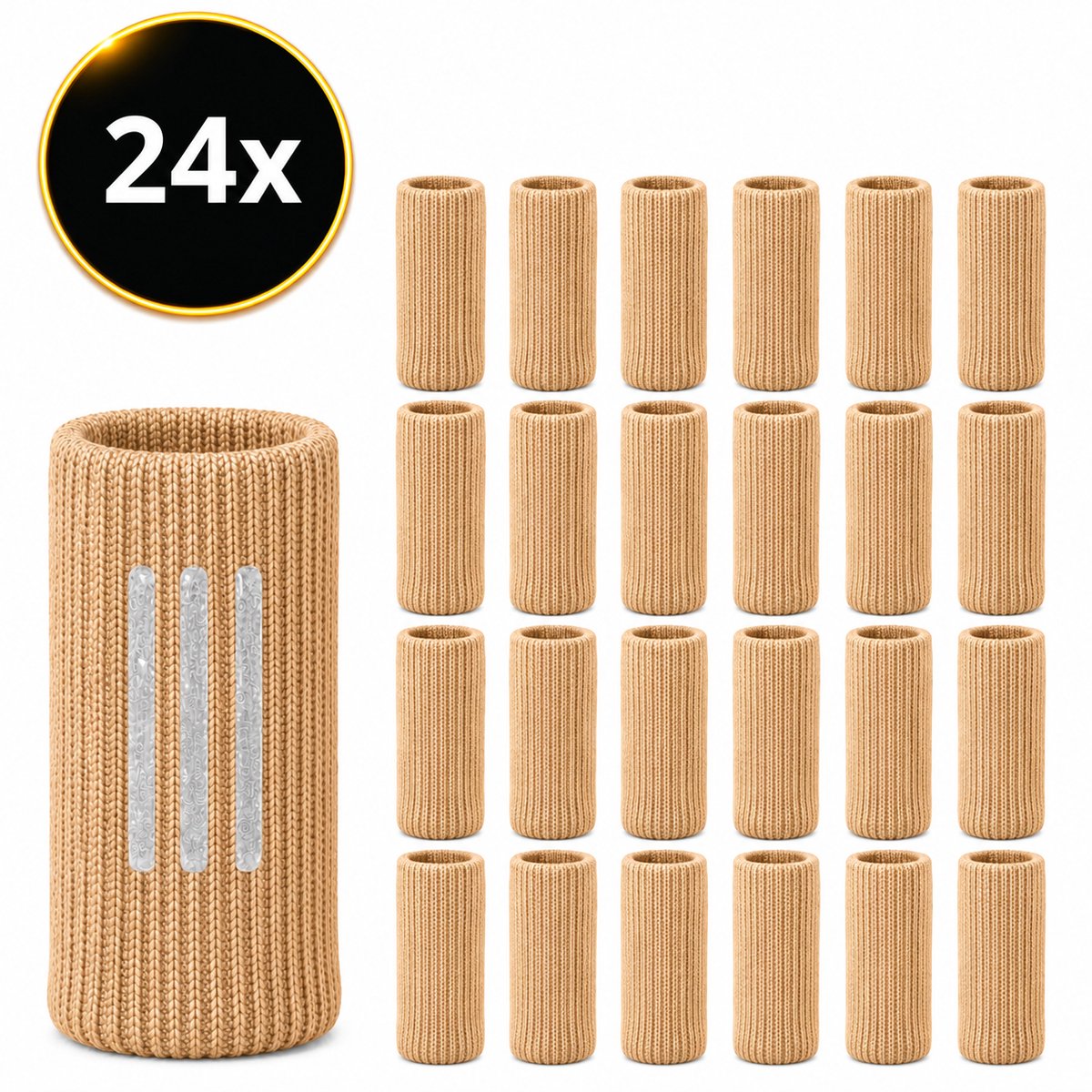 Premium Stoelpoot sokken set van 24 stuks - Anti-Slip - Beige – Elastische Beschermers – Stoelbeschermer – Stoelsokjes met vilt - Stoelpootbeschermers - Stoelpootdoppen - Stoelsokken
