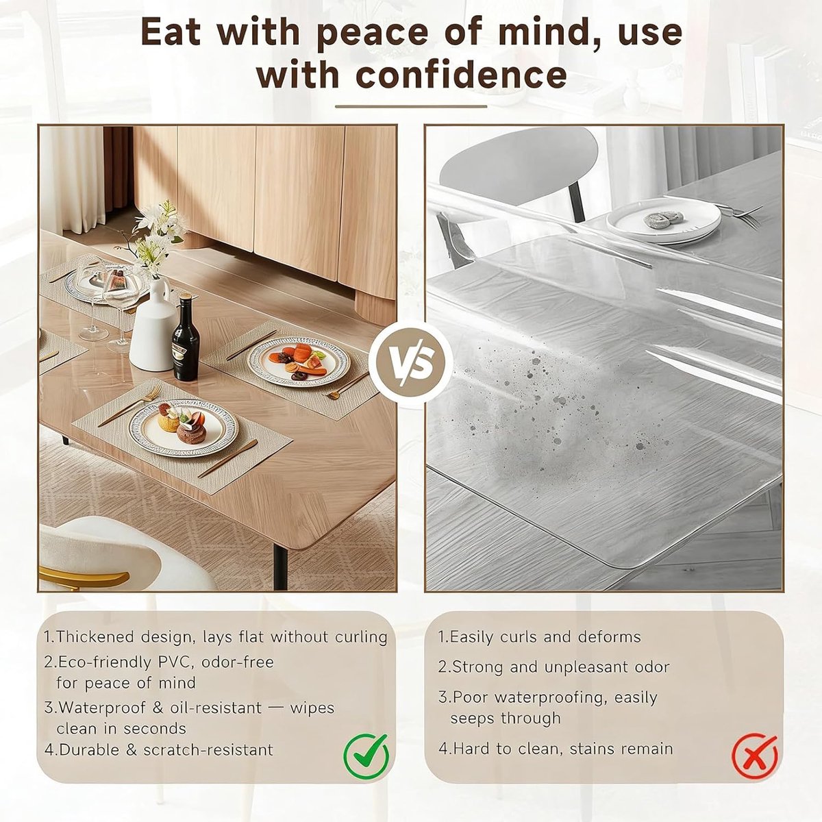 Tafelbeschermer Rechthoekig - Vinyl Tafelkleed - Tafel Beschermen - Waterdicht Hittebestendig - 2 mm Dik - Transparant