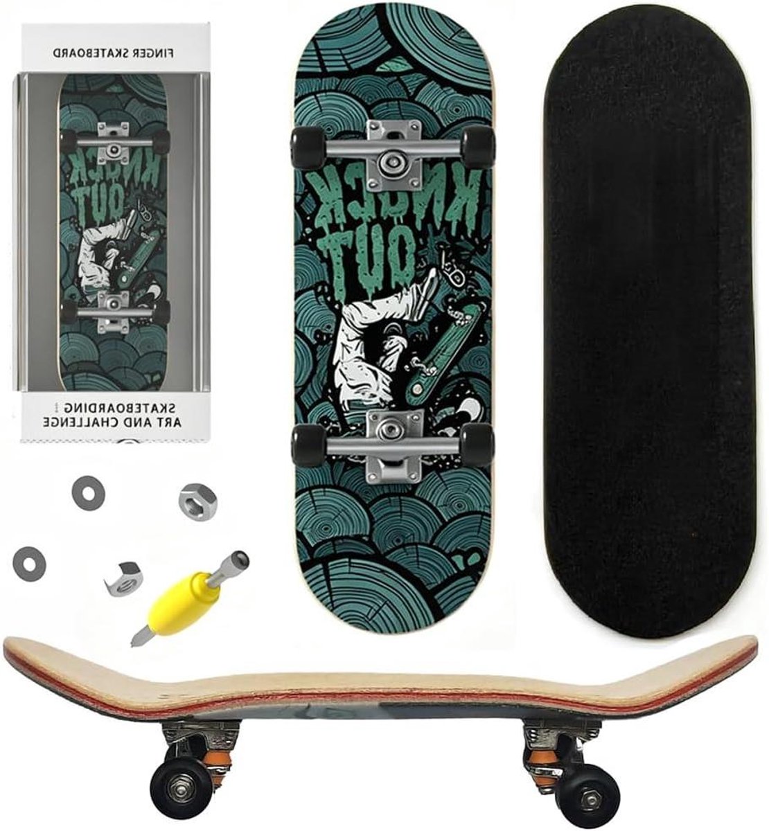 Vingerskateboard Mini skateboard Trucs oefenen Realistisch houten dek 5 x 5 cm