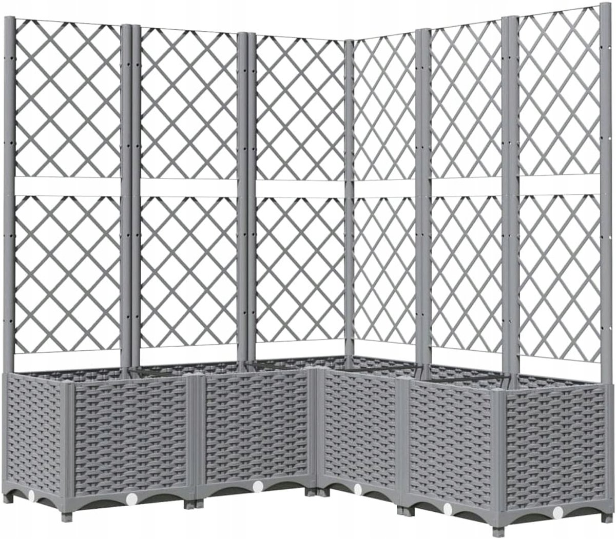 Bloembak met Klimrek - Tuin en Balkon - Grijs PP - 120x120x136cm