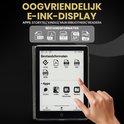E-reader met e-ink display en geïnstalleerde apps zoals Storytel en Kindle.
