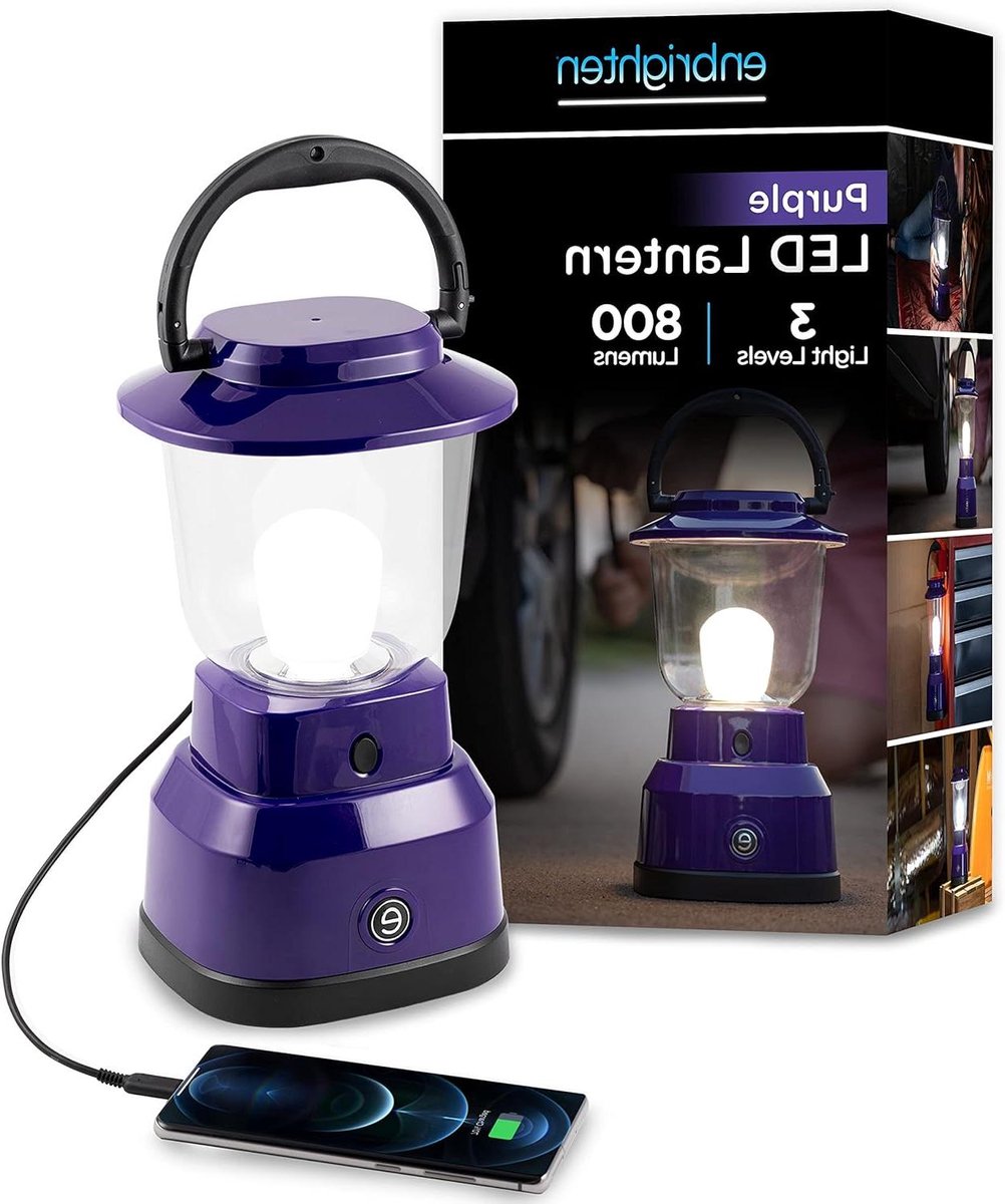 Led Campinglantaarn - Draagbare Verlichting - Noodsituaties Buiten - Oplaadbare USB Poort - 800 Lumen - Paars