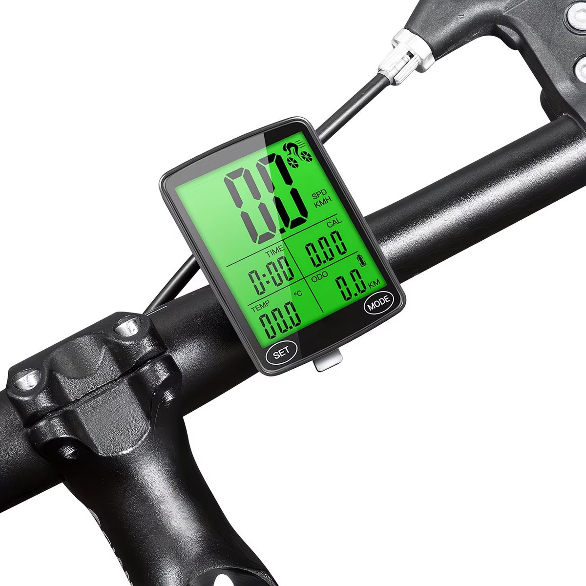 Lzwintrading Draadloze Fietscomputer – Kilometerteller Fiets – 9 Functies - IPX6 Waterdicht – met LED Achtergrondverlichting Display - Draadloos Snelheidsmeter - KM Teller - voor Racefietsen en Mountainbikes - Zwart