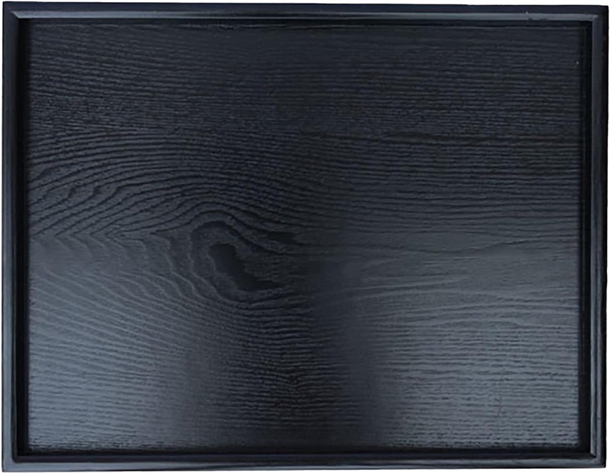 Houten Dienblad - Serveerschaal - Eten Serveren - Opstaande Randen - 40 x 28 cm - Zwart