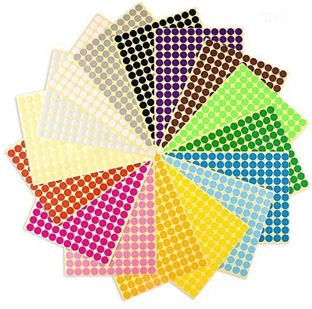 Dailygoods- Stippenstickers 6 mm zelfklevend - 16 Kleuren - Ronde Stickers - Organiseren - Coderen - Hoogwaardige kwaliteit - Labels