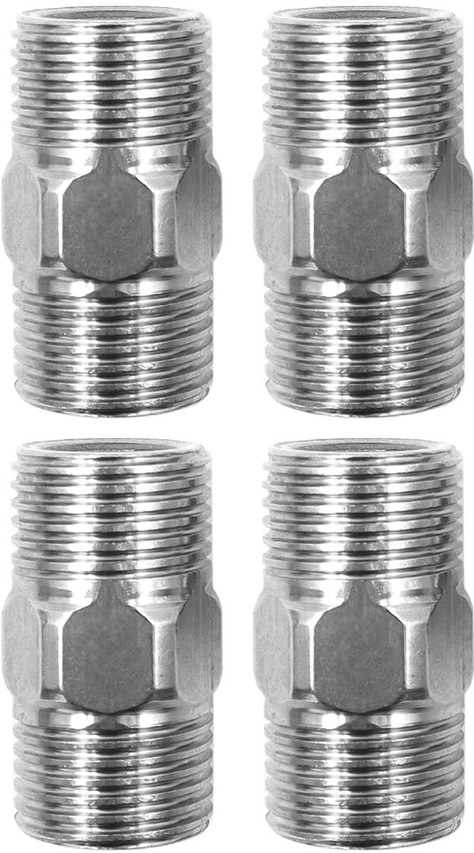 Dailygoods - 4 stuks roestvrijstalen doucheslangconnector - Duurzaam en roestbestendig - 1/2 inch doucheadapter - Universele aansluiting - Geschikt vo...