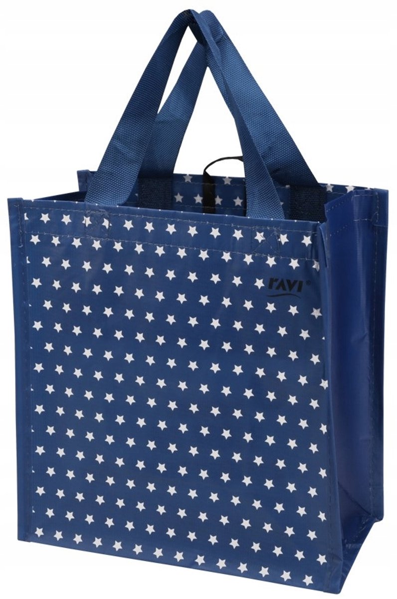Ravi Shopperbag Tas - Blauw met Witte Sterren - 26x15x27 cm