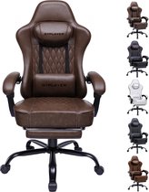 GTPLAYER - Gaming Stoel - Met Synchronmechanik en Lendenkussen - Retro Bruin Kunstleer