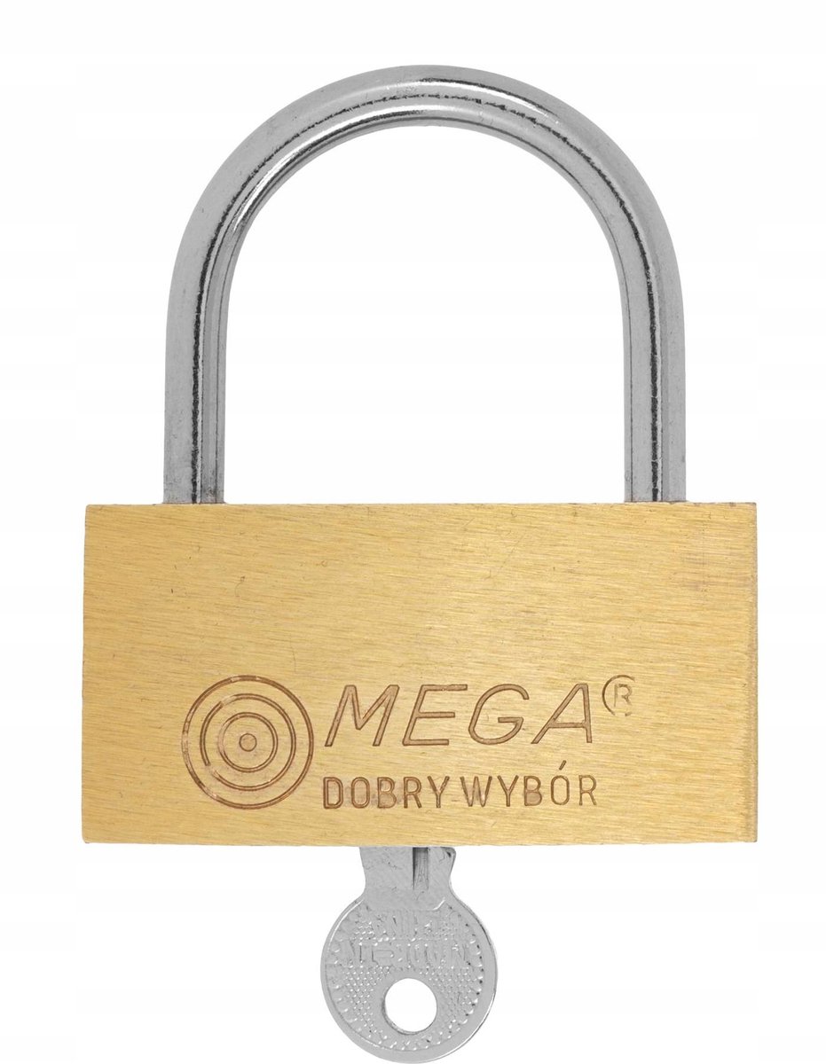 MEGA Messing Hangslot 50mm met Geharde Beugel - 3 Sleutels