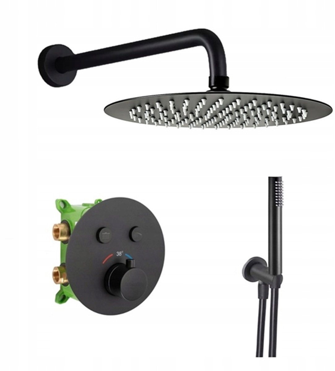 Veldman Doucheset Thermostat Mat Zwart - Inbouw