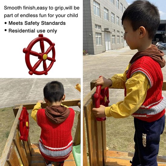 Piratenwiel Speelgoed - Scheepswiel Stuur - Buiten Spelen - Veilig Ontwerp - 30 cm Diameter - Rood — afbeelding 5