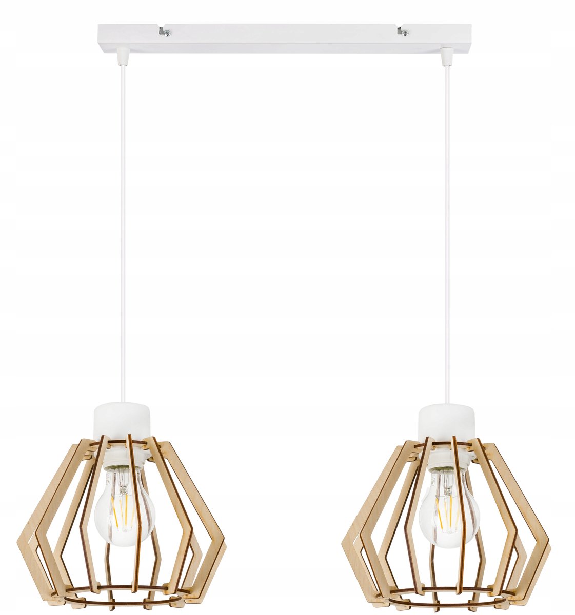 Dubbele Hanglamp Loft Stijl met Hout & LED E27 Fitting