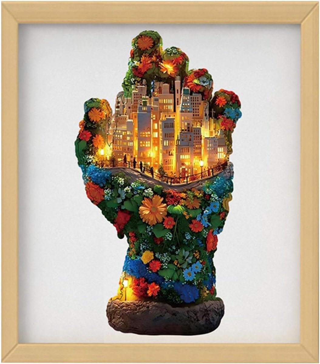 Houten Puzzel - Educatief Spel - Cognitieve Ontwikkeling - Palmboom Design - 19 x 14 cm - Natuurlijk