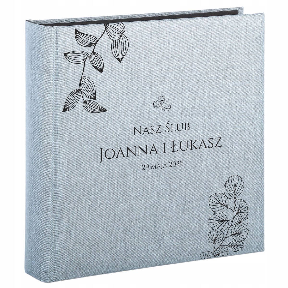 Trouwalbum met 50 zwarte dozen & UV-print - Luxe linnen