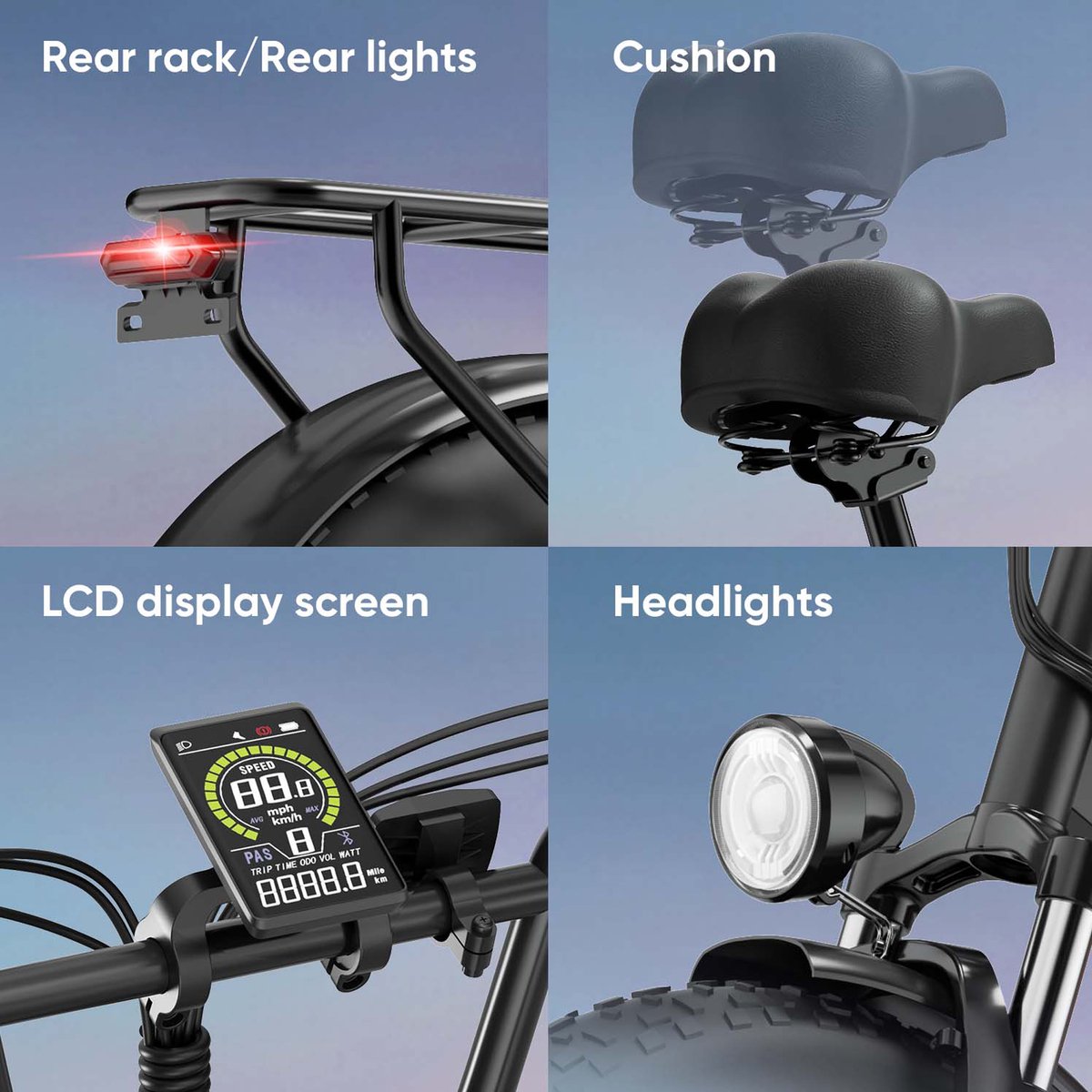 Qekud E20 PRO E-Bike - 20 inch Fatbike - Elektrische Fiets - 250W motor - 48V 15.6Ah Accu - 7 versnellingen- 50-75km actieradius thumbnail 4