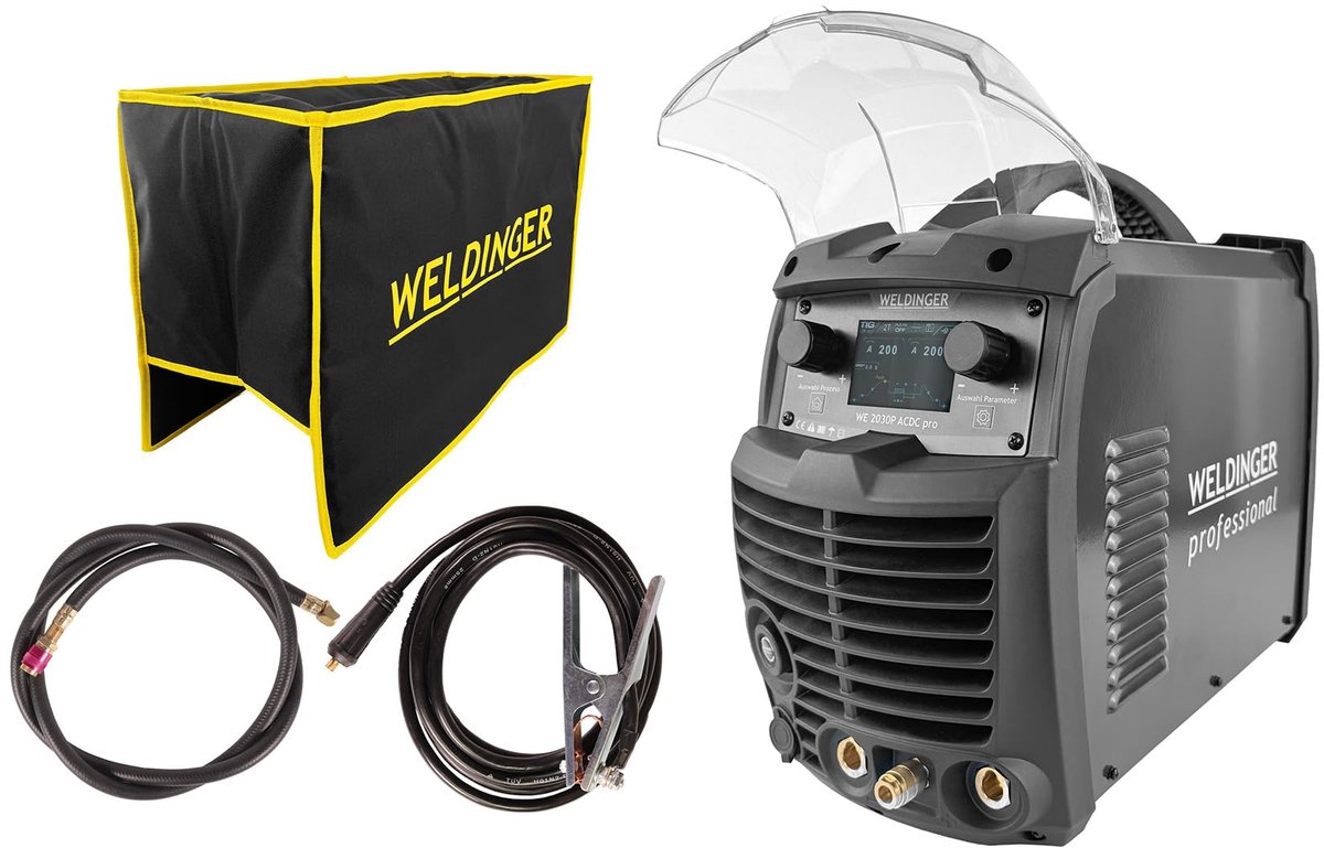 WELDINGER WIG-lasapparaat WE 2030P ACDC pro - inverter HF-ontsteking voor het lassen van aluminium 2T/4T Puls MMA (zonder slangenpakket)