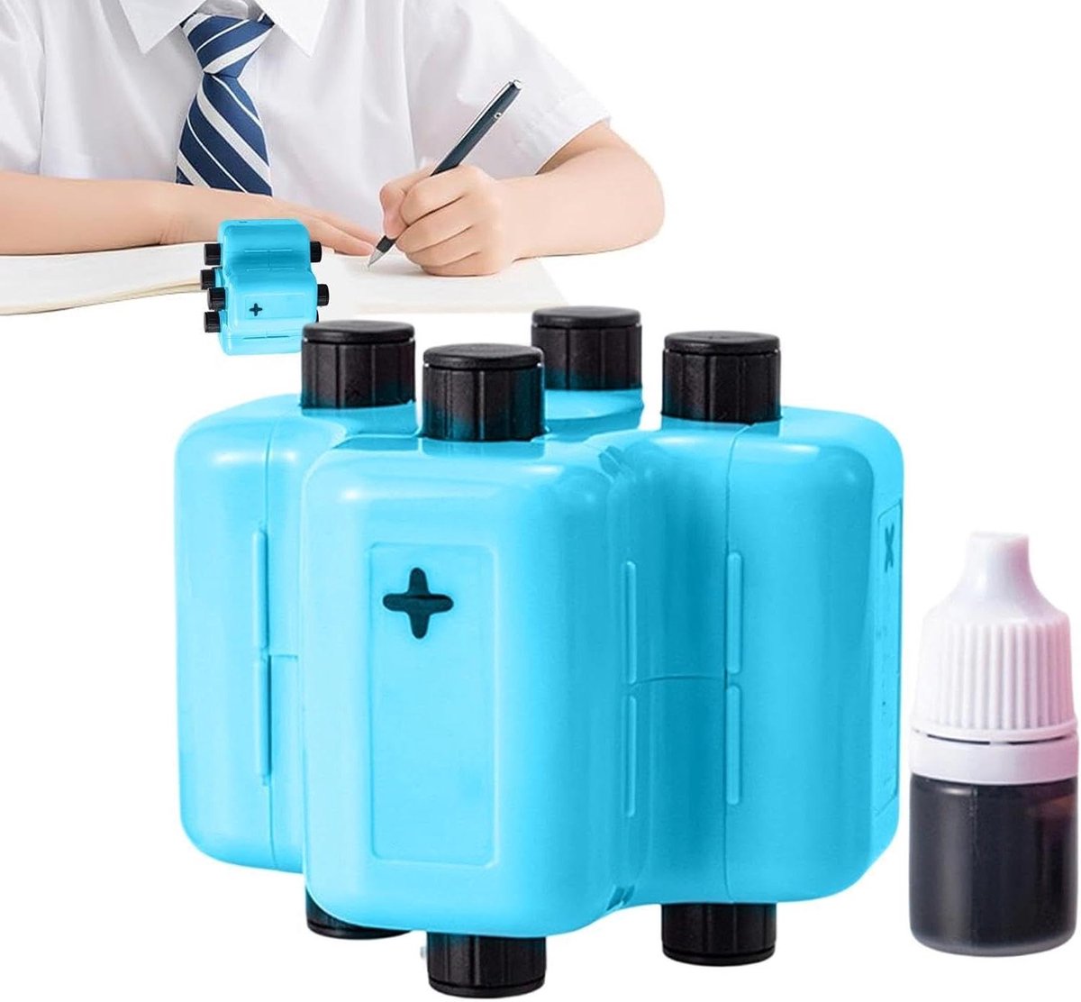 Wiskunde Rolstempel - Rekenroller - Oefenen Optellen Aftrekken - Direct Klaar Voor Gebruik - 7.5 x 7.5 x 7 cm
