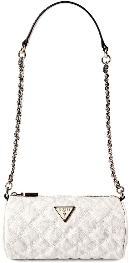 GUESS schoudertas Giully II Mini Barrel Bag Cream White wit