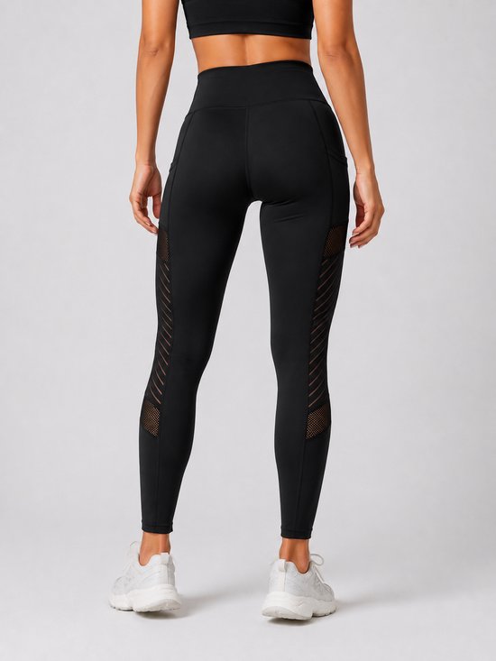 SparkNine Novabreeze sportlegging - dames - ademend - met zakken - stijlvol design - S - zwart - mesh panelen - met zakken - elastisch - squatproof — afbeelding 3
