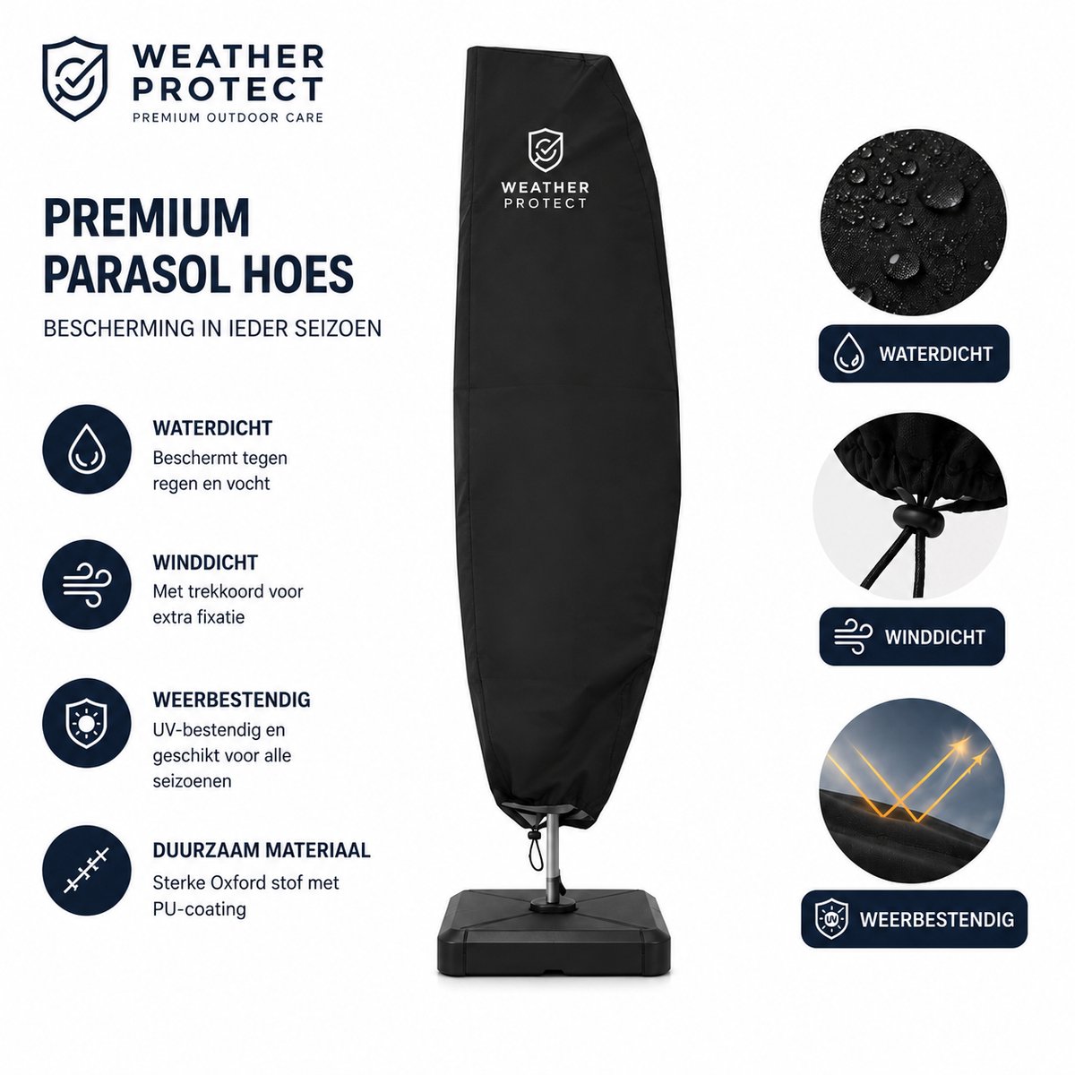 MeubelsvanJoep Parasolhoes voor Zweefparasol & Staande Parasol - Tot 400cm - Beschermhoes Waterdicht - Oxford 420D - Incl. Montagehulp