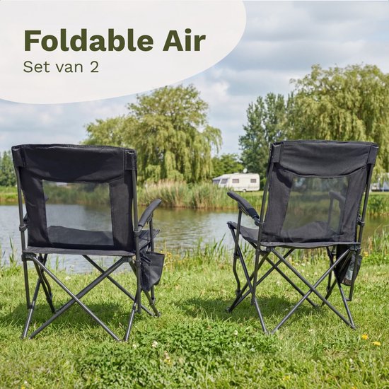 TRVLMORE Campingstoelen - Opvouwbaar - 2-Pack - 120KG Draagvermogen - Incl. Draagtas - Klapstoel - Visstoel - Kampeerstoel - Vouwstoel - Grijs — afbeelding 2