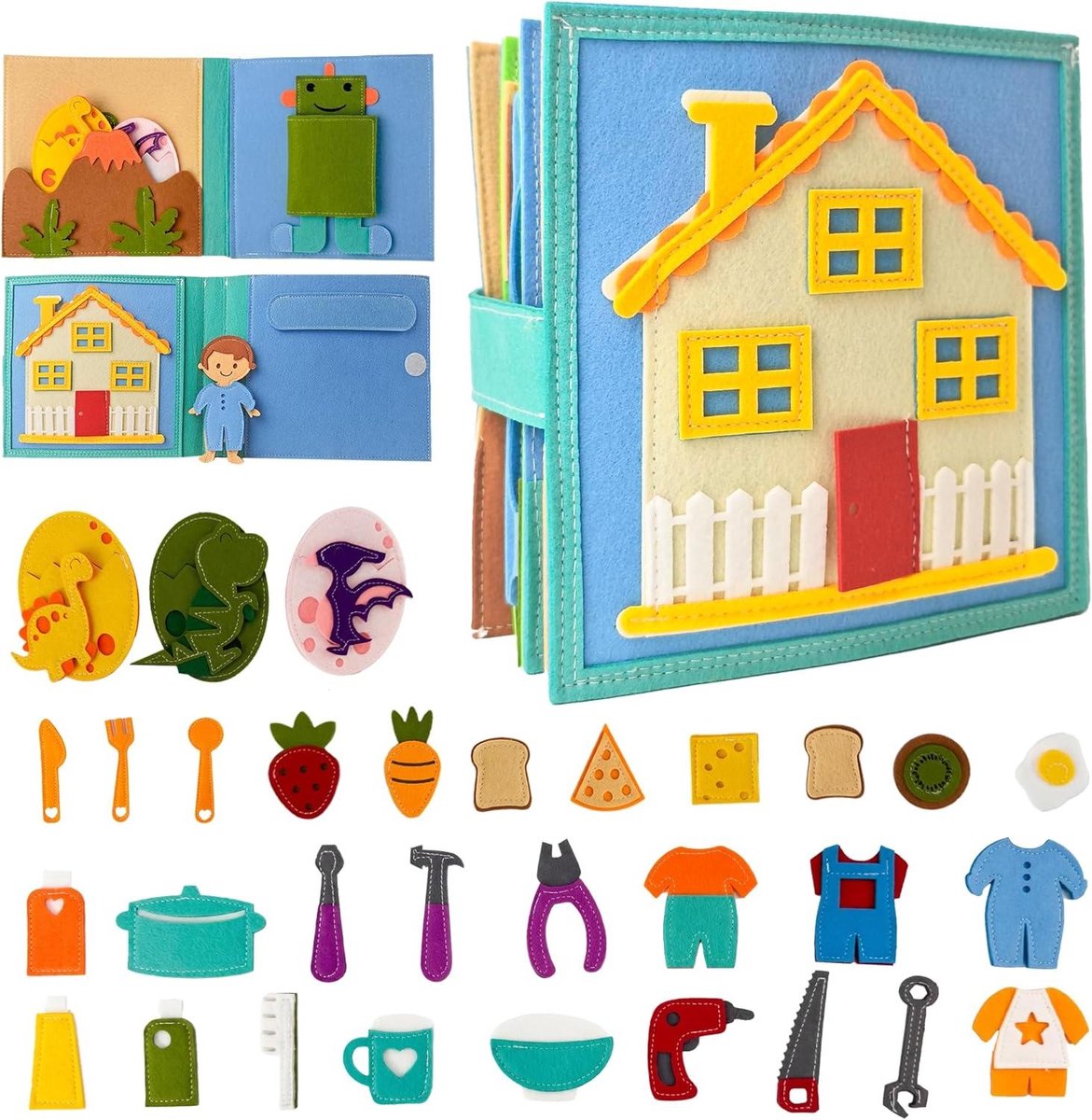 Montessori Boek - Leerboek - Kind Ontwikkeling - 10 Activiteiten - 20x20x20cm - Jongensontwerp