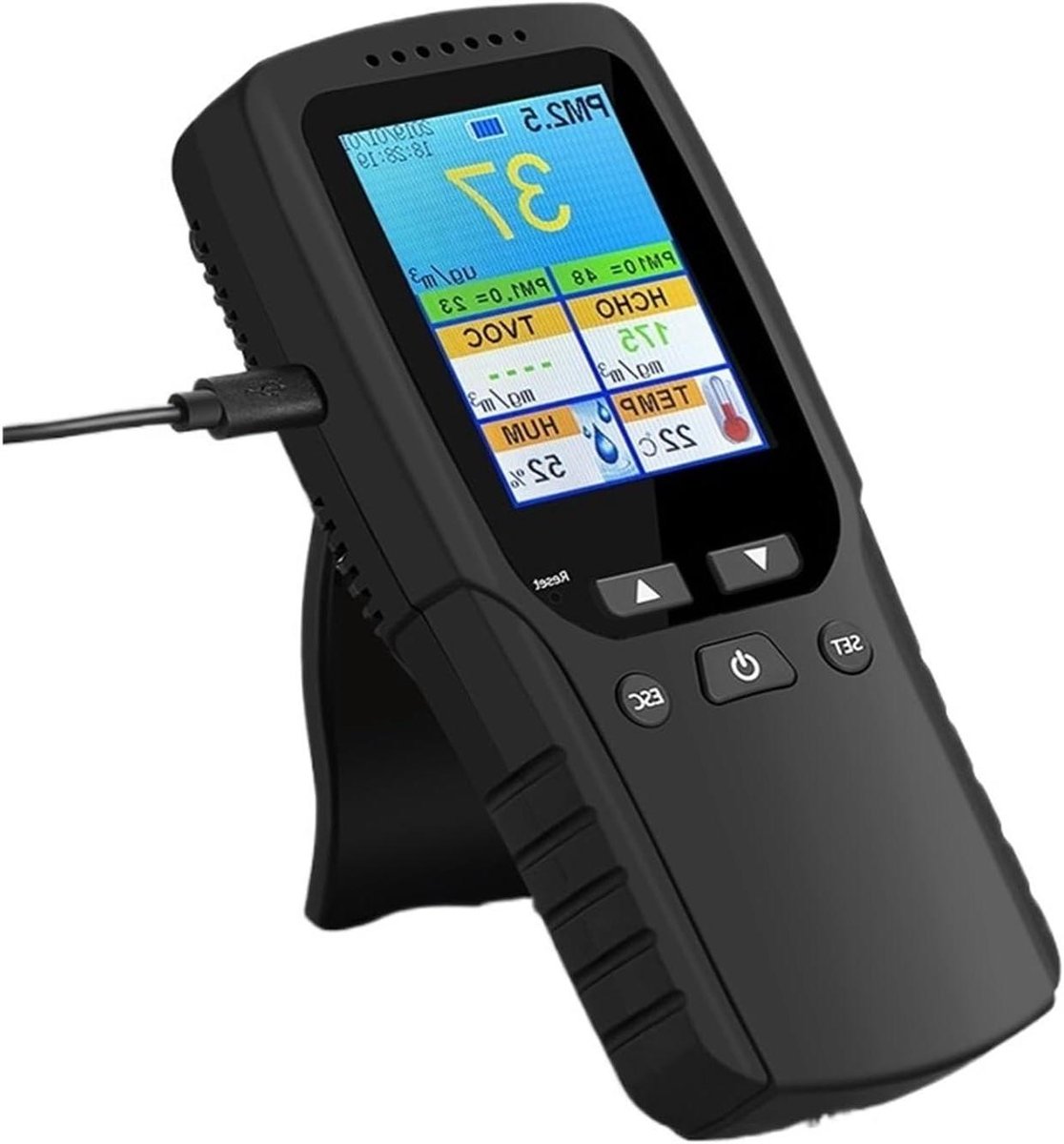 Luchtkwaliteit Tester - Smog Stofmeter - Binnen Lucht Meten - 9 in 1 Multifunctioneel - 50 gram - One Color