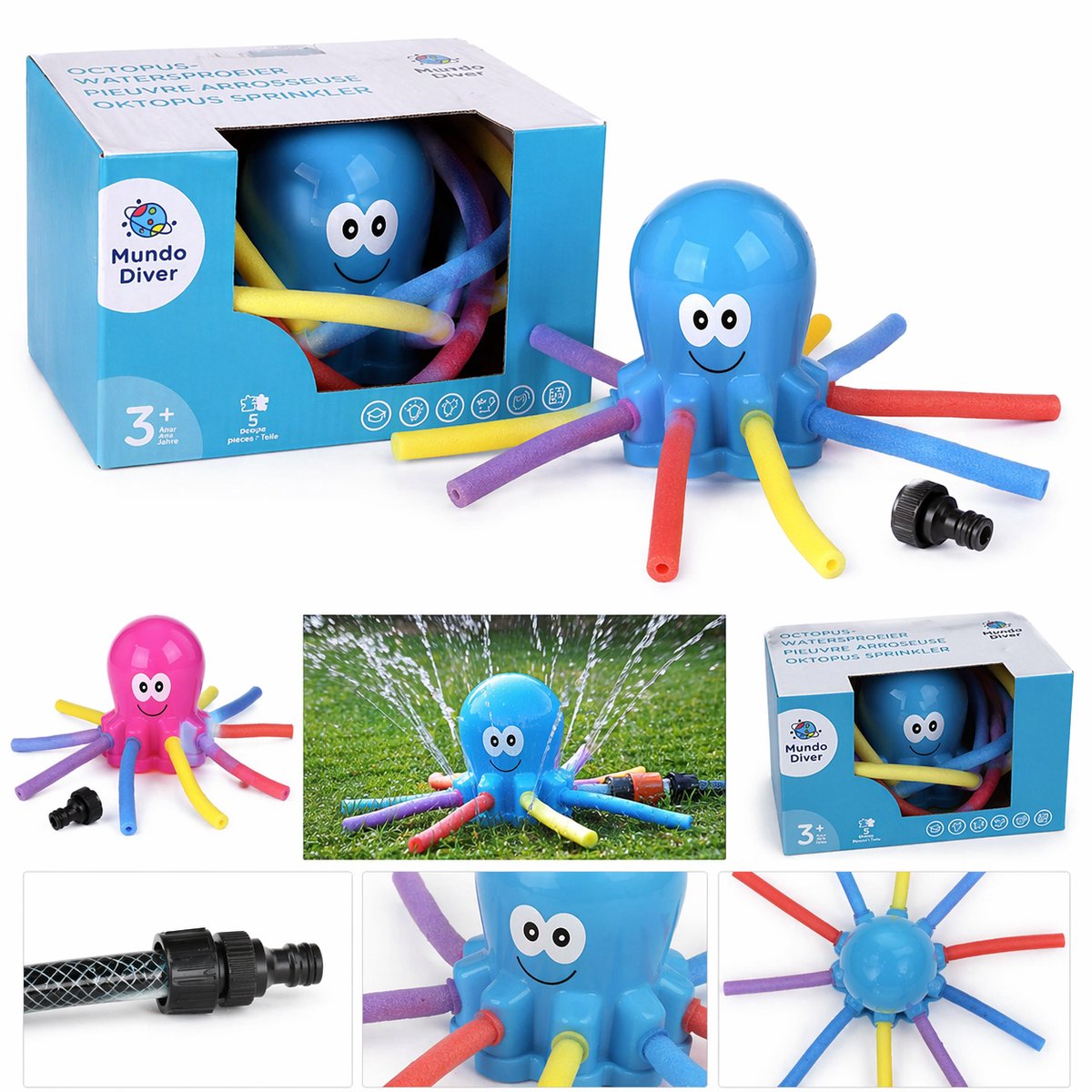 Mundo Diver Octopus Watersproeier – Tuinsproeier voor Kinderen – Water Speelgoed – Blauw