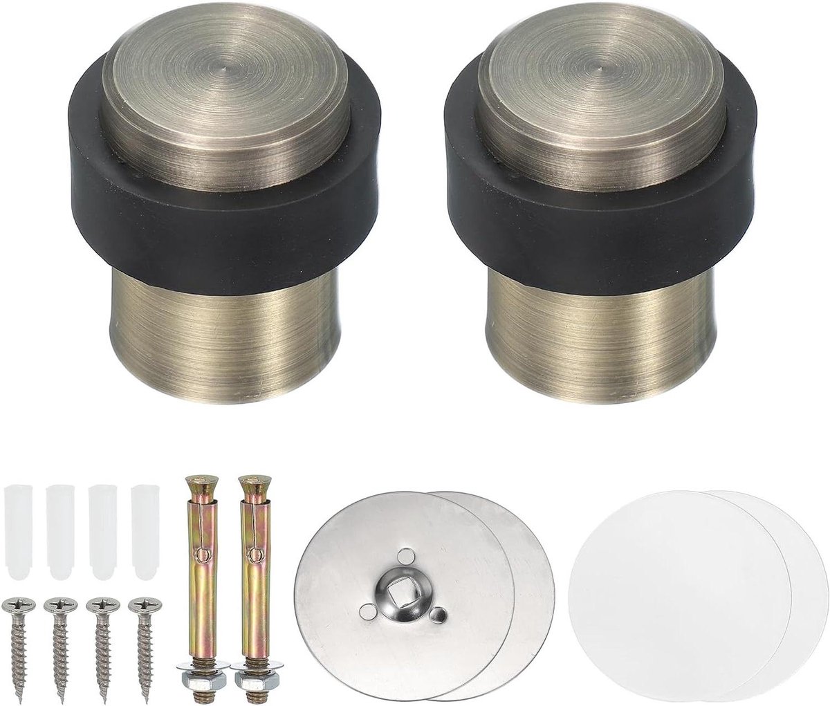 Ronde Deurstoppers - Deurwig Set - Vloer Beschermen - Roestvrij Staal - 46mm Hoog - Brons