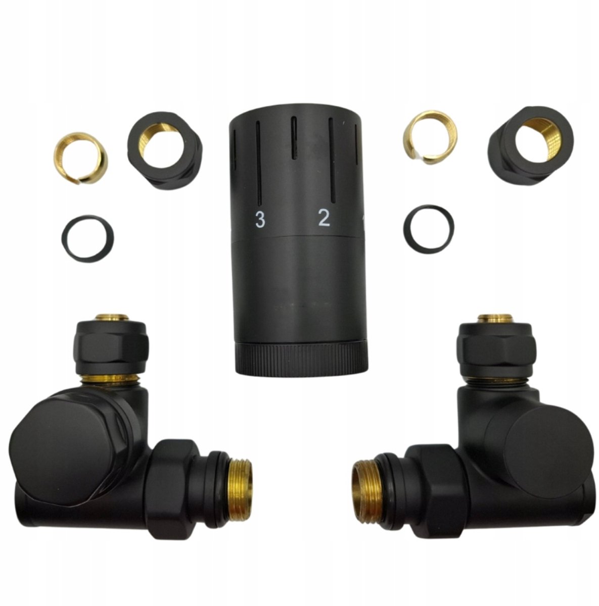 Invena Thermostatische Set 1/2" Zwart met Aansluiting voor Elektrische Verwarmer