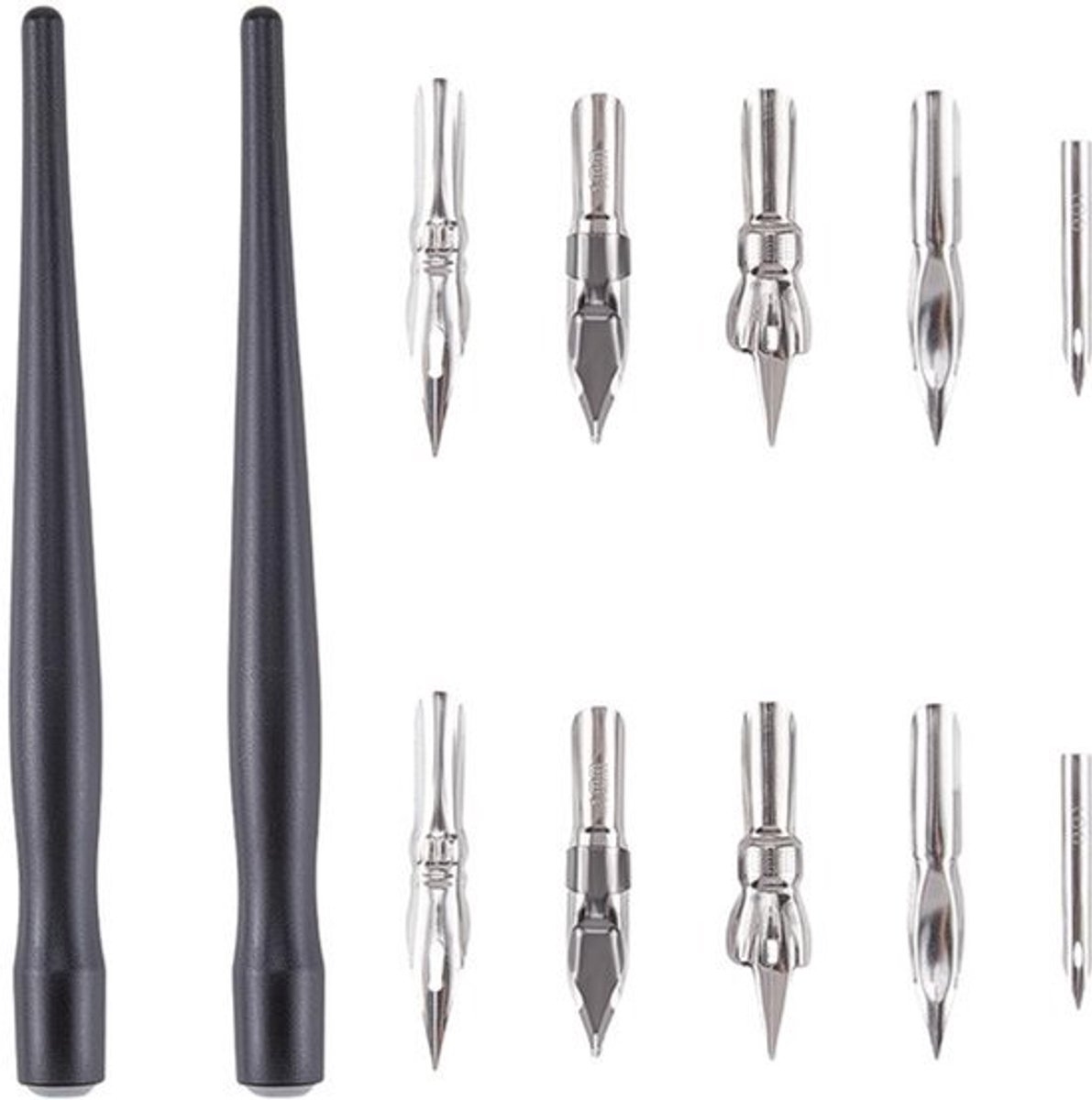 Set van 2 Duikpennen - Zwart Maskervloeistof - Aftekenliniaal - Scratch-Resistant Calligrafie