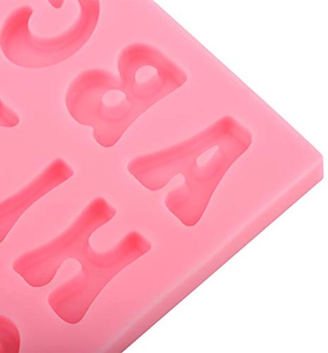 Siliconen lettervorm voor chocolade 3D 26 letters - roze